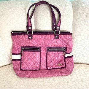 Coach Poppy Ski Bunny Berry Ice Glam tote in hot pink and purple